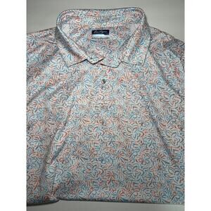 Ben Hogan Performance Polo Shirt Mens 3XL White Blue Orange Floral Golf Shirt